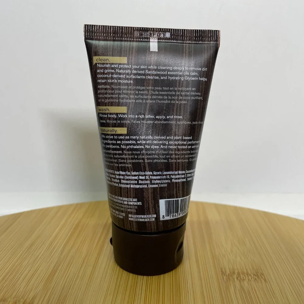 Every Man Jack Body Wash Sandalwood 2 oz Moisturizing Essential Oil Travel Size